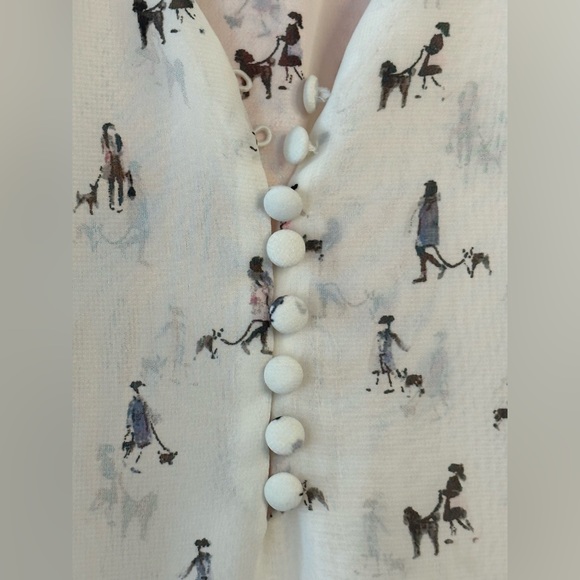 Madison Jules Long Sleeve Ruffle Button Down Blouse- Sz Large - Picture 4 of 7